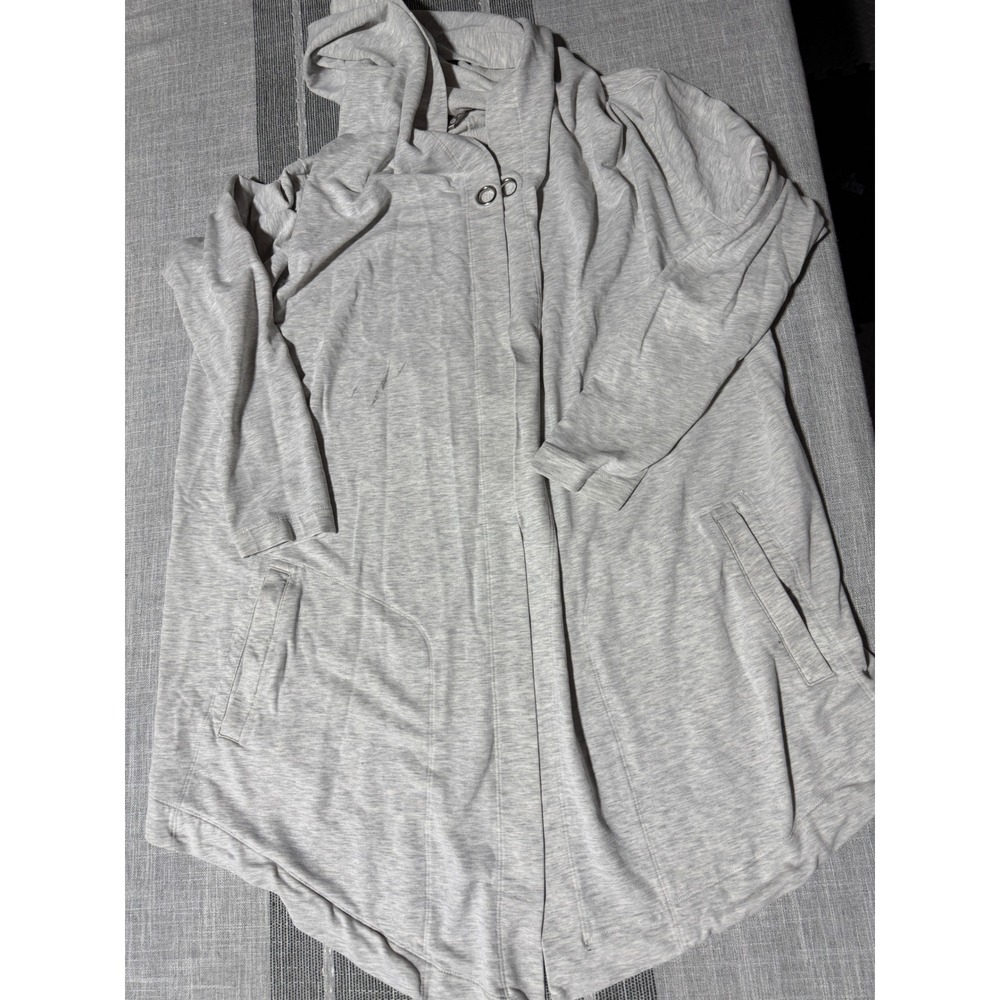 Athleta Gray Heathered Hooded Open Front Cardigan Wrap Jacket Medium‎ M